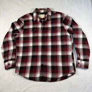 American Eagle Flannel Shirt Men L Red Plaid Button Down‎ Dual Button Pocket